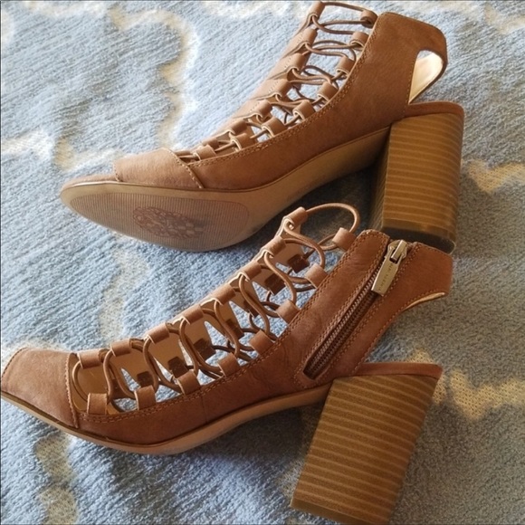 Vince Camuto Sz.10 Tan Suede Block Heel Sandal - Picture 4 of 4